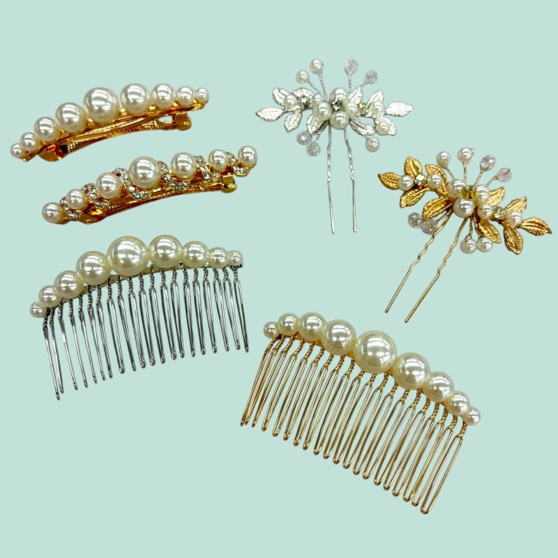 セリア セレモニーアクセサリー バレッタ Uピン コーム パール