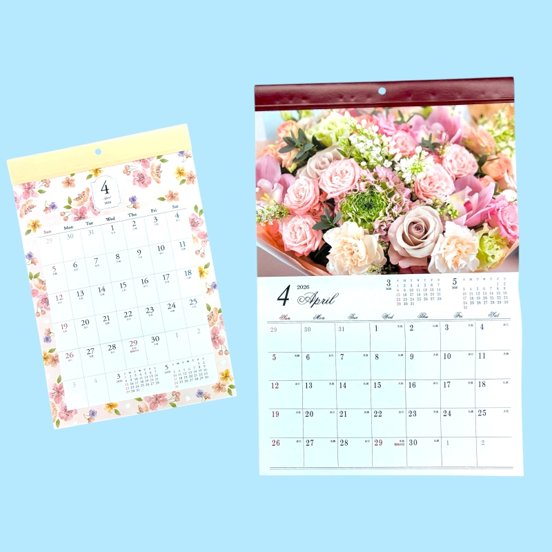 セリア 壁掛けカレンダー 花柄/フラワー写真