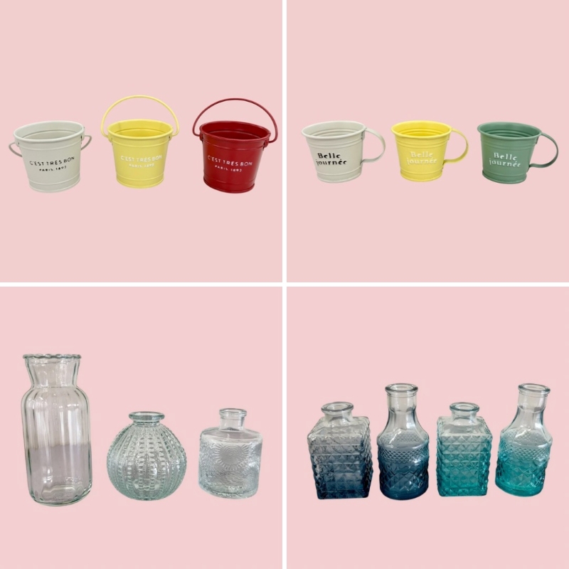 セリア スチールポット/ガラスベース