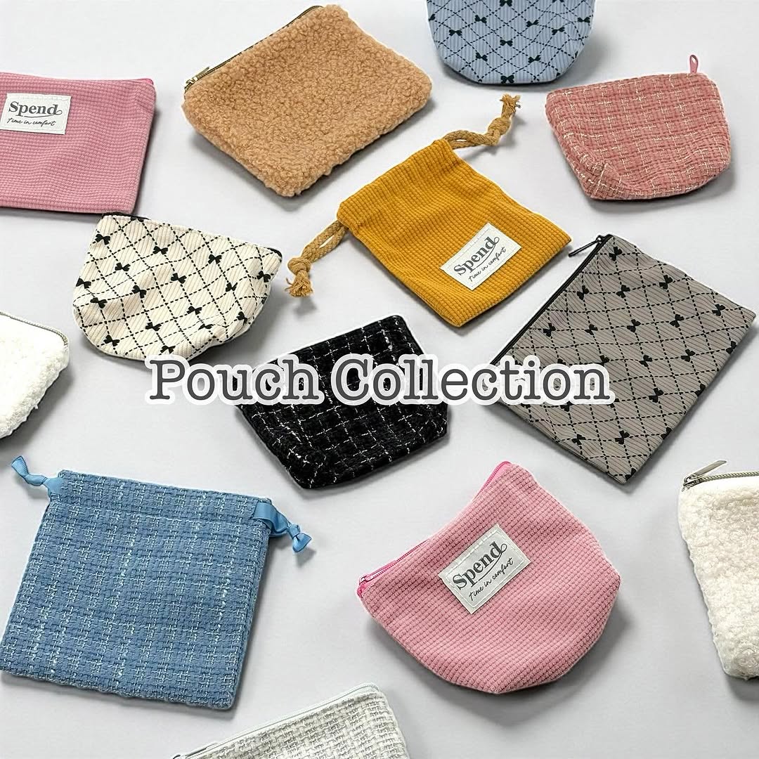 セリア 秋冬ポーチ ツイード コーデュロイ ボア