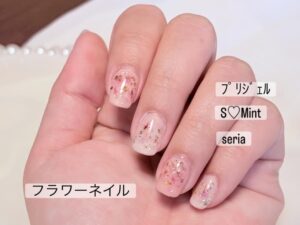 フラワーネイル押し花ネイルセルフネイル部プリジェルS♡Mintseriaセリアネイルシール
