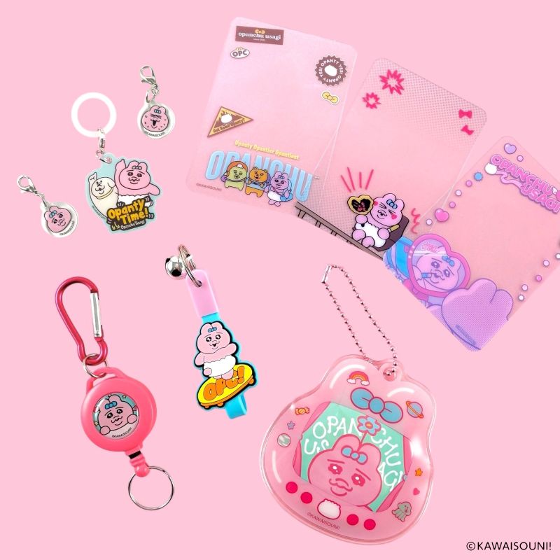 セリア　おぱんちゅうさぎ　キーホルダー／フォトカード