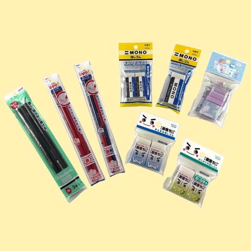 セリア　鉛筆/丸つけ用鉛筆/消しゴム
